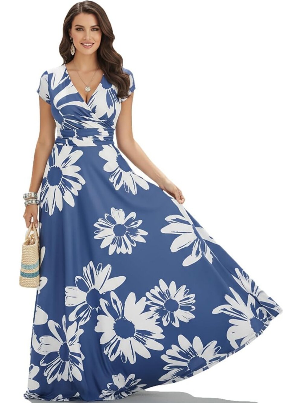 Elegant Long Modest Maxi Dress - Flowing Summer Print, Perfect for Any Occasion